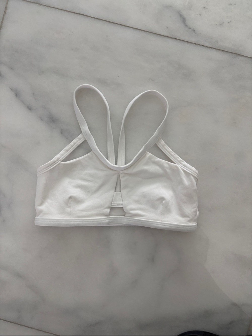 Bombshell Sportswear White Racerback Keyhole Sports Bra